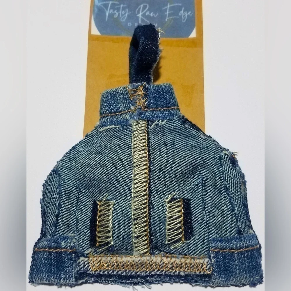 Tasty Raw Edge Denim “Bubble High Neck Lil Denim Coat” Ornament